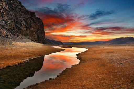 Daybreak in mongolian desert